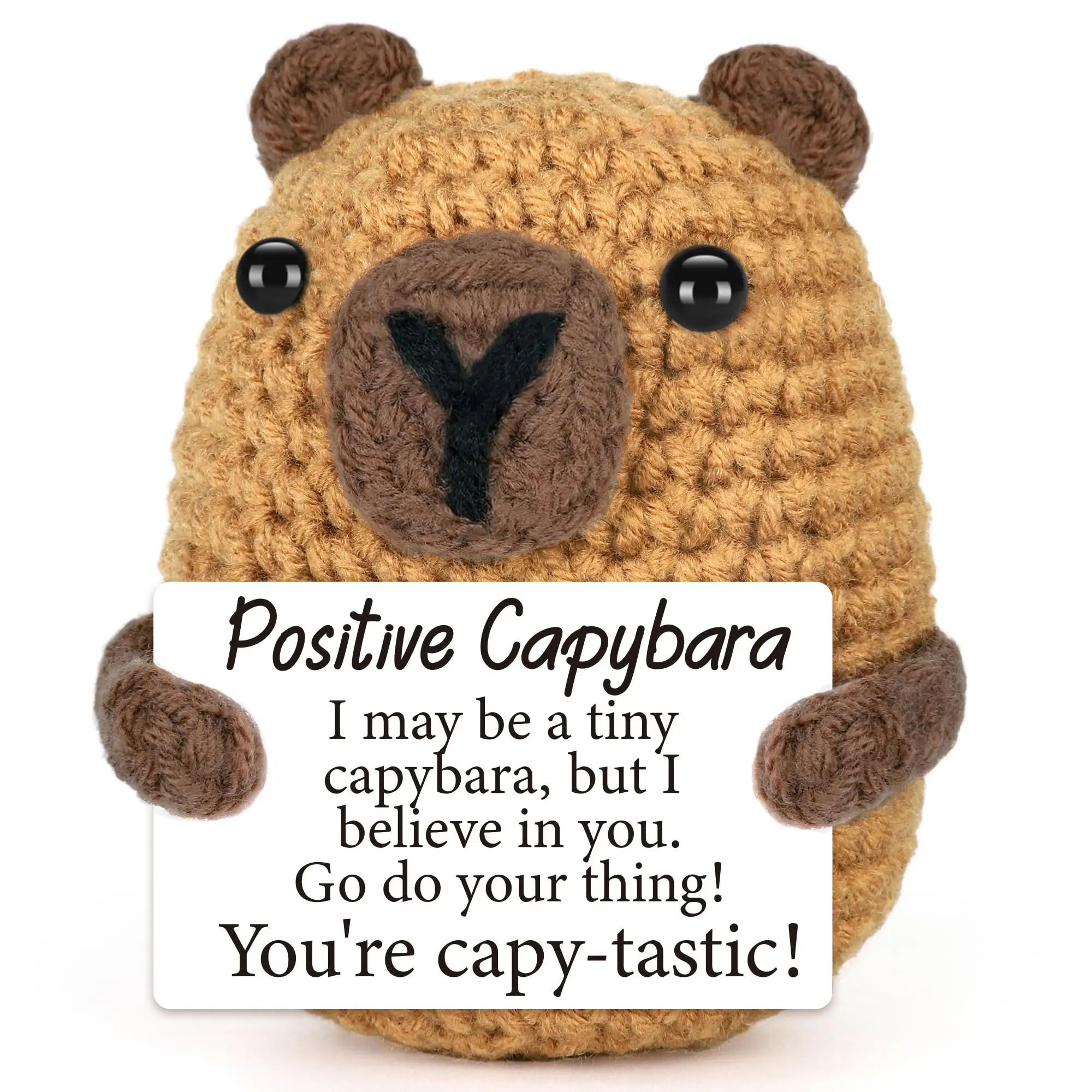Adorable Hand-Knitted Mini Capybara Plush, Emotional Support Healing Doll, Soft Stress Relief Toy, Christmas & Holiday Gifts, Appreciation Present for Women, Men and Teachers, Cute Desk Decor, Bag Pendant, Portable Unique Companion Keepsake