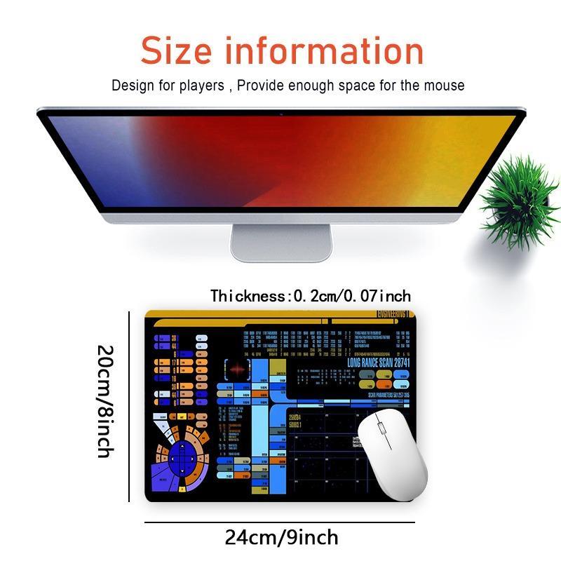 Trekker Sci-fi Control Console Design Mouse Pad, Large Gaming Mouse Pad, Non-slip Rubber Base Stitched Edge Desk Pad for Laptop Desktop, Desktop Accessory