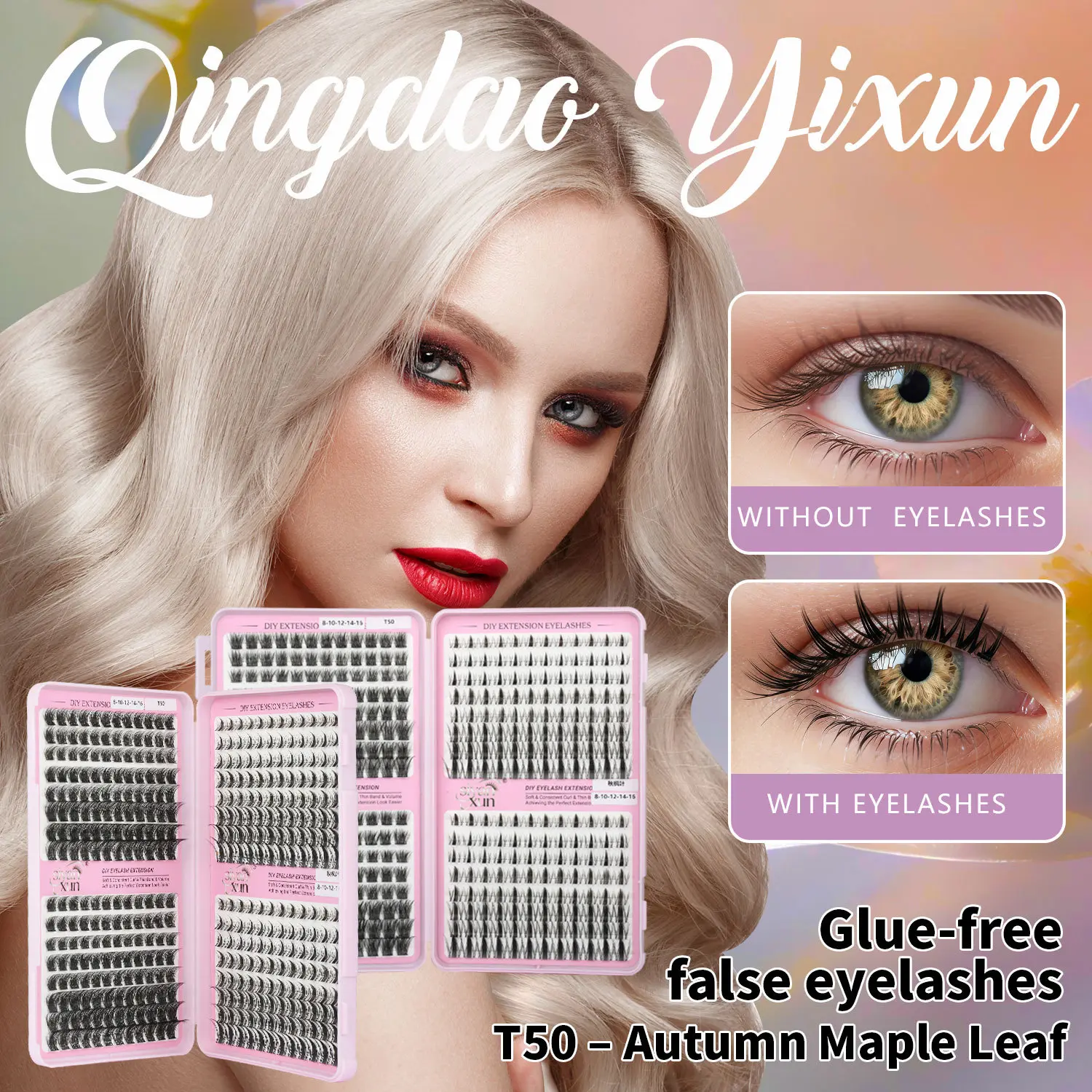 Jumbo Volume DIY Lash Book - Winged Flared Cluster Lashes, Mixed Length Segmented Eyelashes for Fox-Eye Makeup Looks