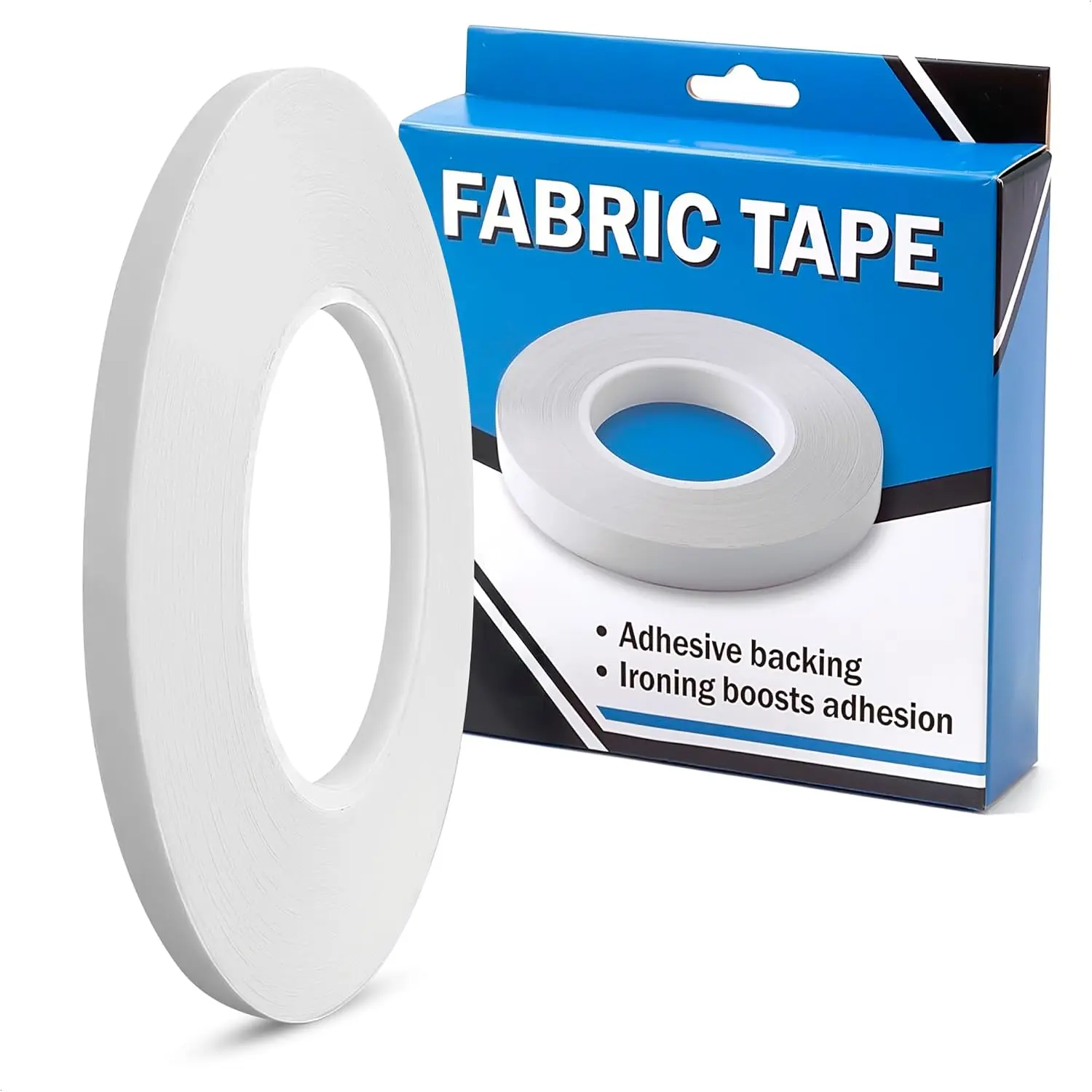 Fabric Tape for Clothes 1/4 In x 60 Yd – Double Sided Hem Tape No Iron – Ultra-Thin Transparent Fabric Adhesive for Quick Fixes, Seamless Bonding, Clean Removal, DIY Projects and Clothing Repairs
