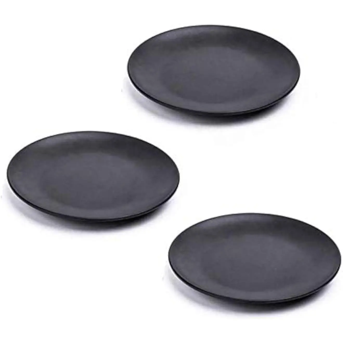 Set of 3 Black 6 Inch Melamine Ware Dinner Plates Dishes Dinnerware Shatter-proof