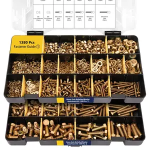 1380pcs Nuts and Bolts Assortment Kit - Heavy Duty Grade 8.8 Metric M4 M5 M6 M8 Bolt Set with Assorted Nuts and Washers, Yellow Zinc Plated, Length from 12-30mm