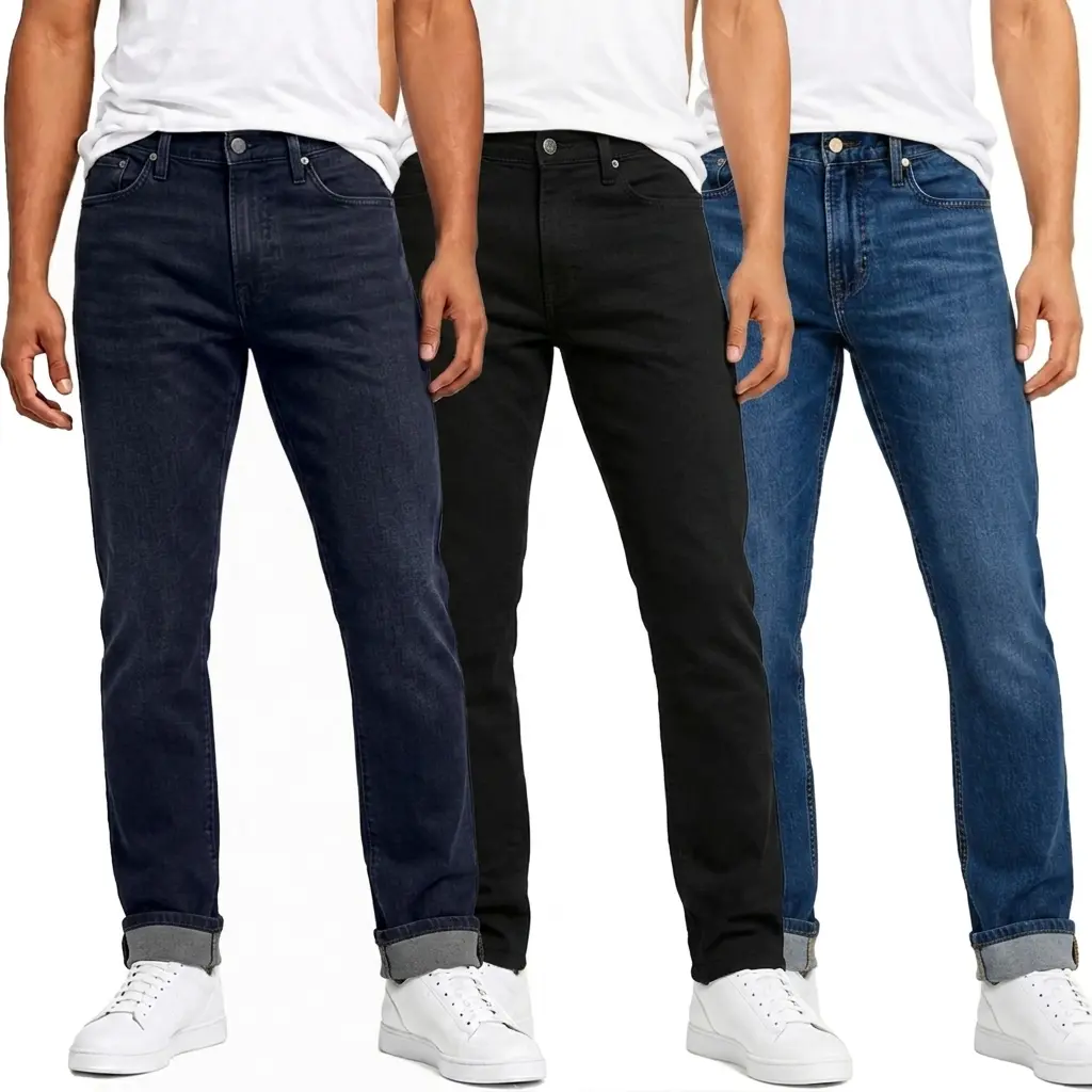 New Men's Slim-Fit Solid Color Jeans 3-Pack, Multi-Color Versatile Daily Commuter Pants