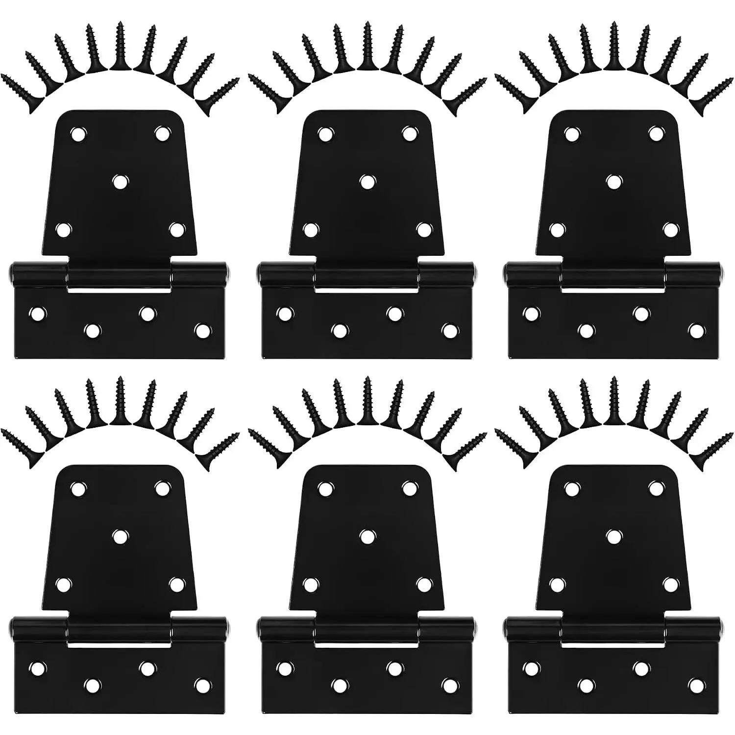Heavy Duty Gate Hinges 3.5 Inch 6 Pack Extra Thick Industrial T Barn Door Hinges for Large Wooden Gates Fence Outdoor Black Iron Finish Screws IncludedGift