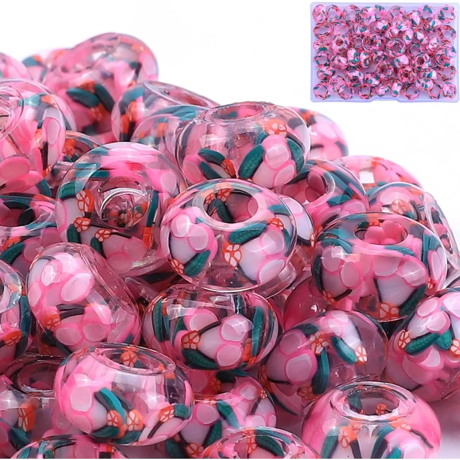 Girls' Lucky  Beads & Spacers - European Craft Beads for DIY Charms Bracelet  Making (Five Petals & Ears of Wheat)