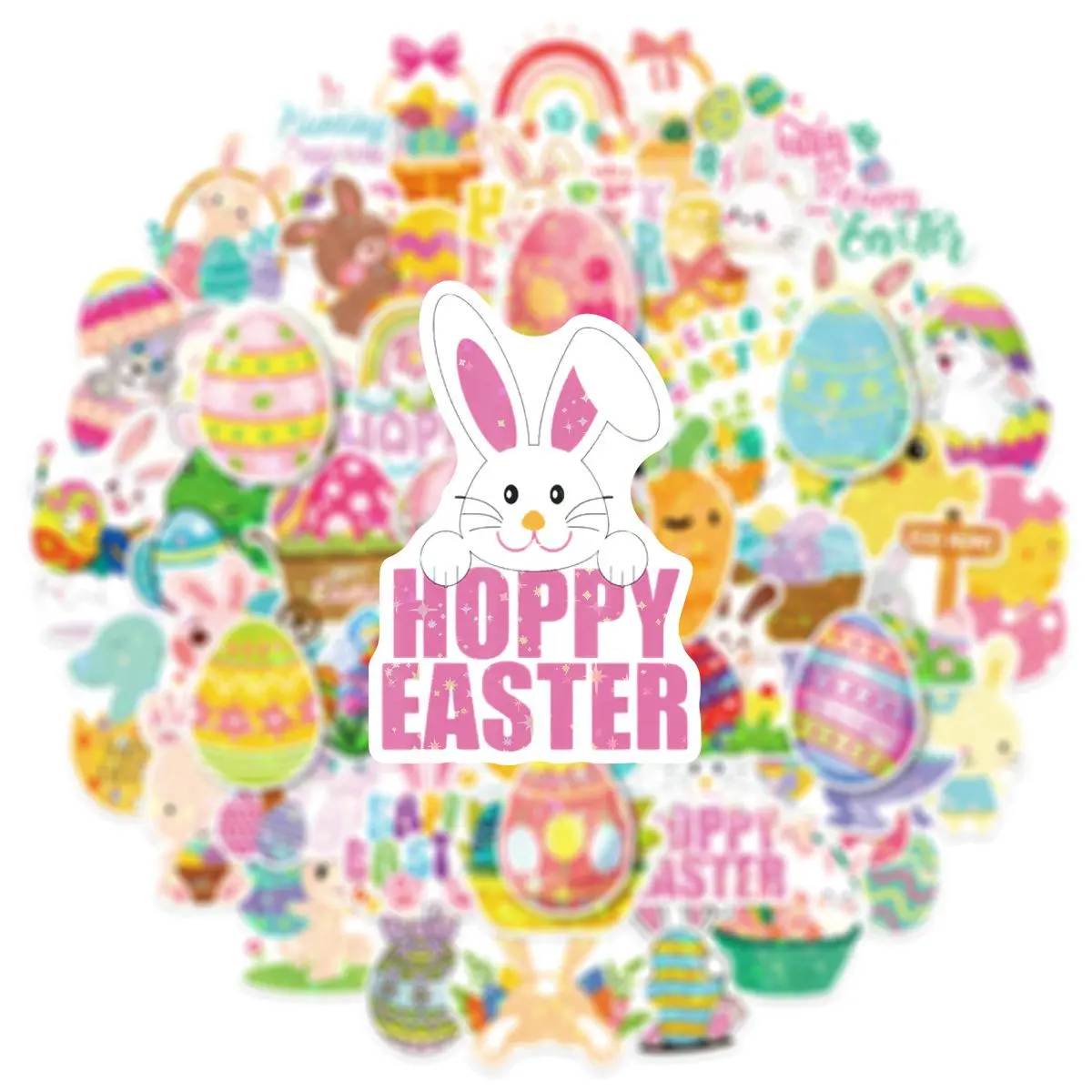 50Pcs Laser Easter Rabbit Graffiti Stickers Cute Animals Egg Cartoon Sticker Stationery Suitcase Phone Decals Decoration