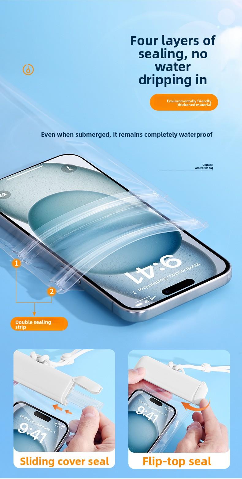 Mobile phone waterproof bag, touch screen diving cover, swimming takeaway rider special hot spring dust bag, waterproof mobile phone cover