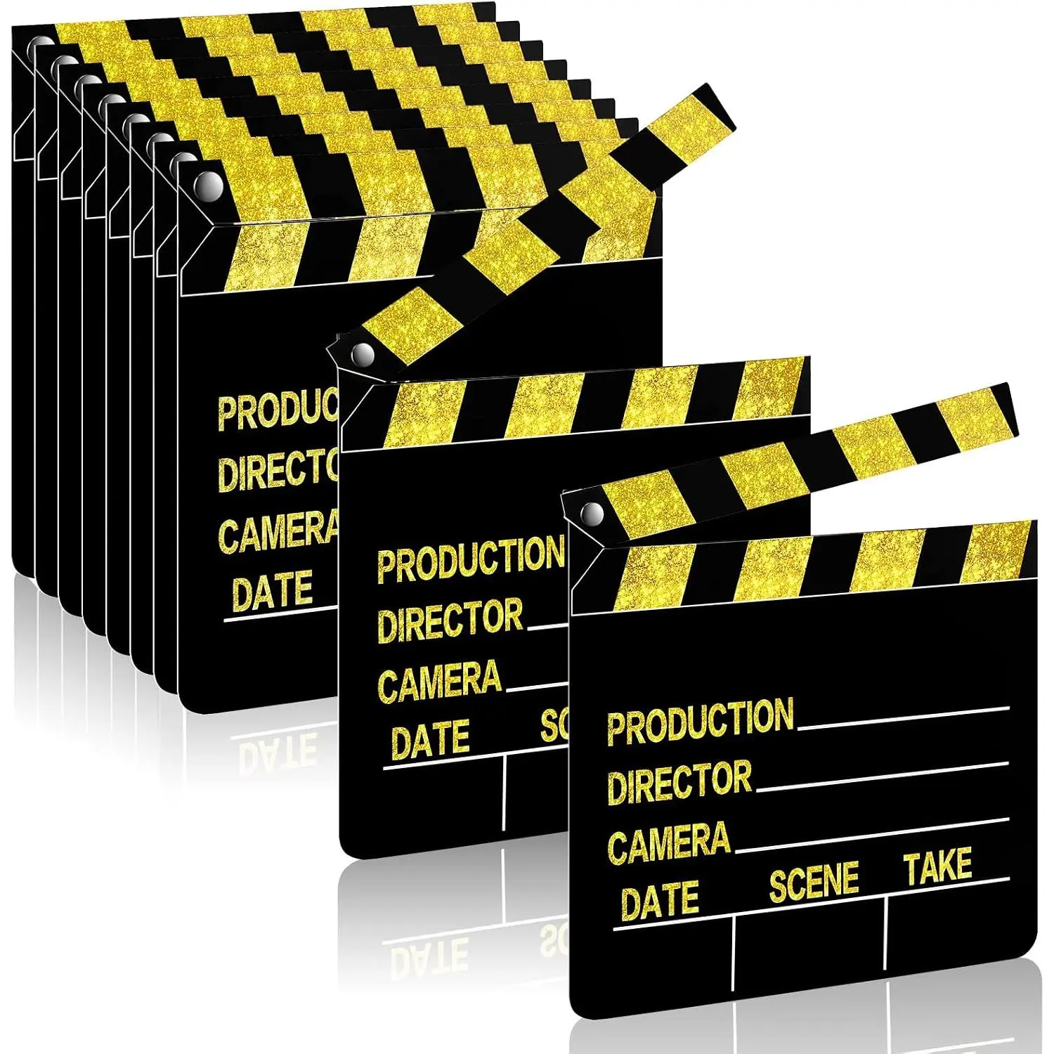 10 count Movie Film Clap Board, 7 x 8 Inch Cardboard Movie Clapboard Directors Clapper Writable Cut Action Scene Board for Movies Films Photo Props(Single-Sided Printing,)