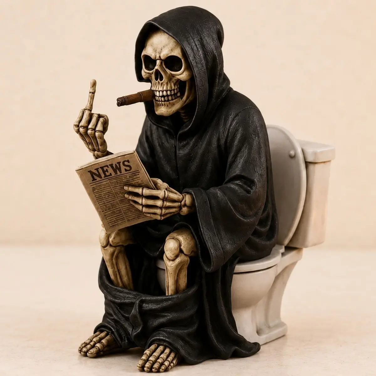 Middle Finger Witch Skull Ornament, Resin Statue Craft, Unique Halloween Decoration, Gothic Art Piece, Trendy Home Decor Item