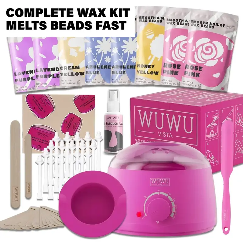 Waxing Kit for Women, Professional Wax Warmer Machine, Wax Melter & & Tools, Home Complete Waxing Kit, Facial Hair Removal Waxing Kit for Face, Body, Bikini, Sensitive Skin, Waxing Kit Set #GLOBAL PICKS