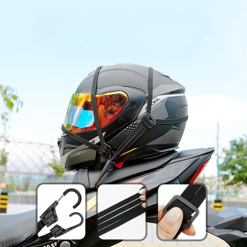 Adjustable Motorcycle Helmet Strap | Elastic Fixing Rope for Securing Helmet to Back Seat (60cm/90cm) - Anti-Loss Design