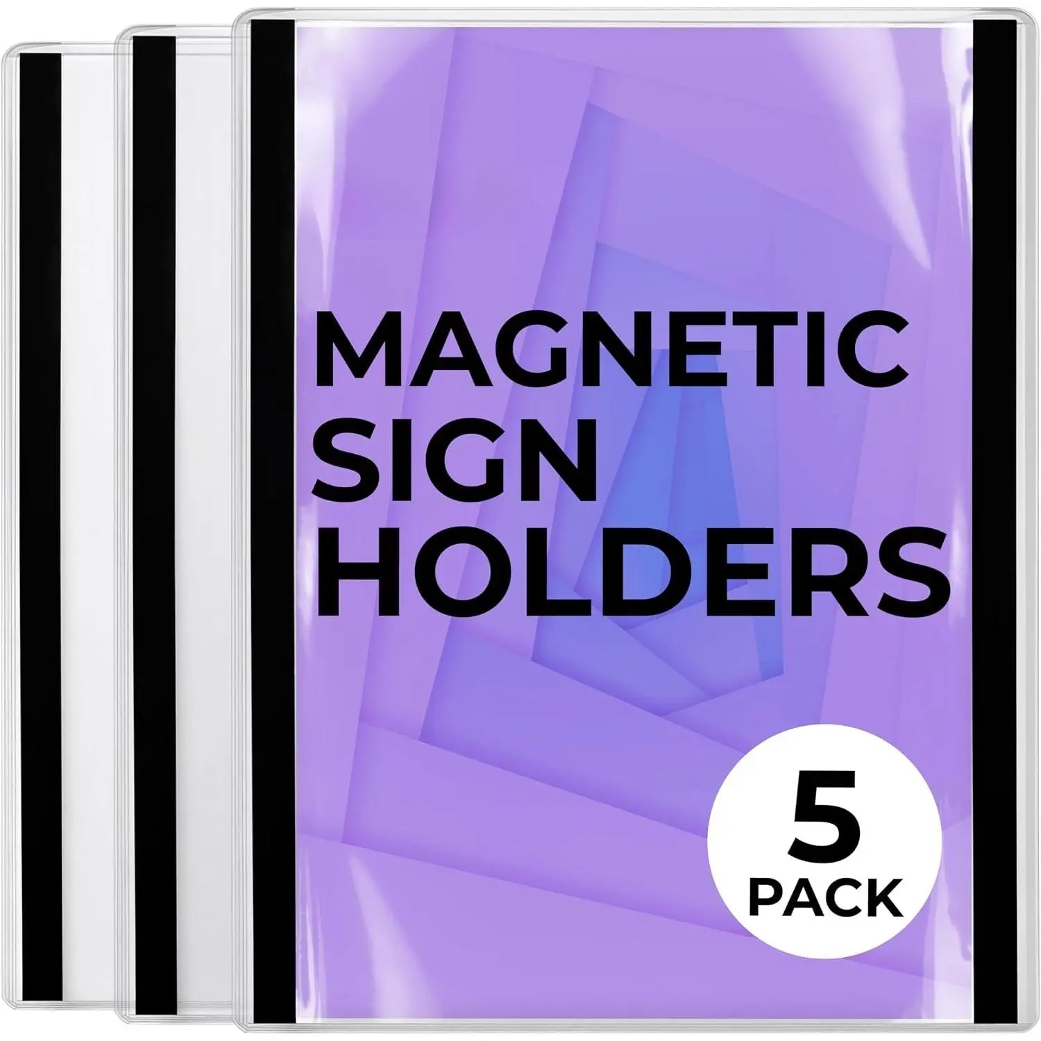 Sign Holders, Rigid  Frames for Refrigerator & Metal Surfaces, 8.5 x 11 Inch Clear  Holder for Letter Size Paper, Document, Poster, Photo (5 Pack)