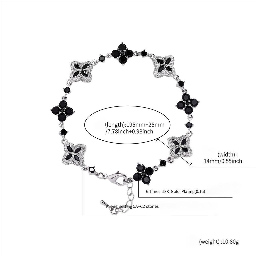 Aurelia Crest Luxury Iced Out Clover Bracelet for Women Adjustable Brass Chain 5A CZ Sparkling Party Jewelry