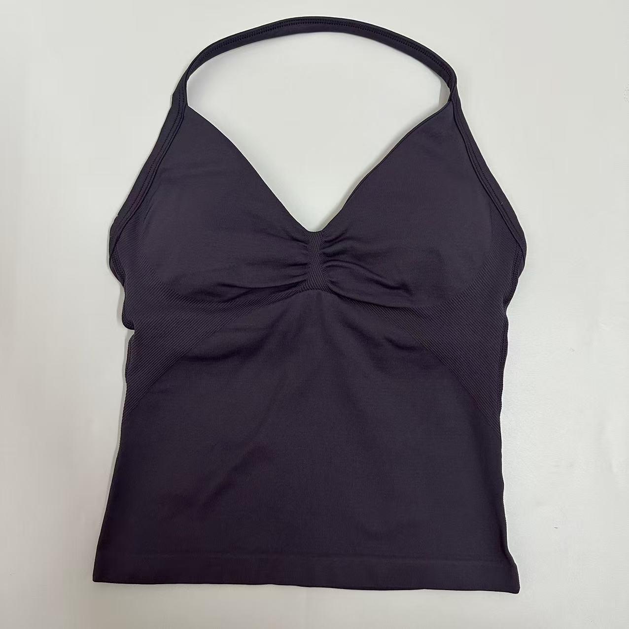 DFYNE Backless Fitness Tank Top with Built-in Bra Pads, Long Straps, and Elongated Cuffs for a Slimming Look, Ideal for Yoga Training.