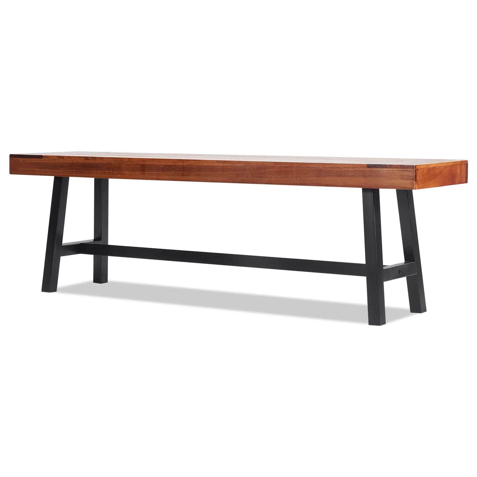 Outdoor Bench, Wood Garden Bench with Metal Leg for Outdoors, 500 lbs / 226.8 kg Maximum Load, Wood, Iron Construction, Spacious Seating, Multi-functional Bench