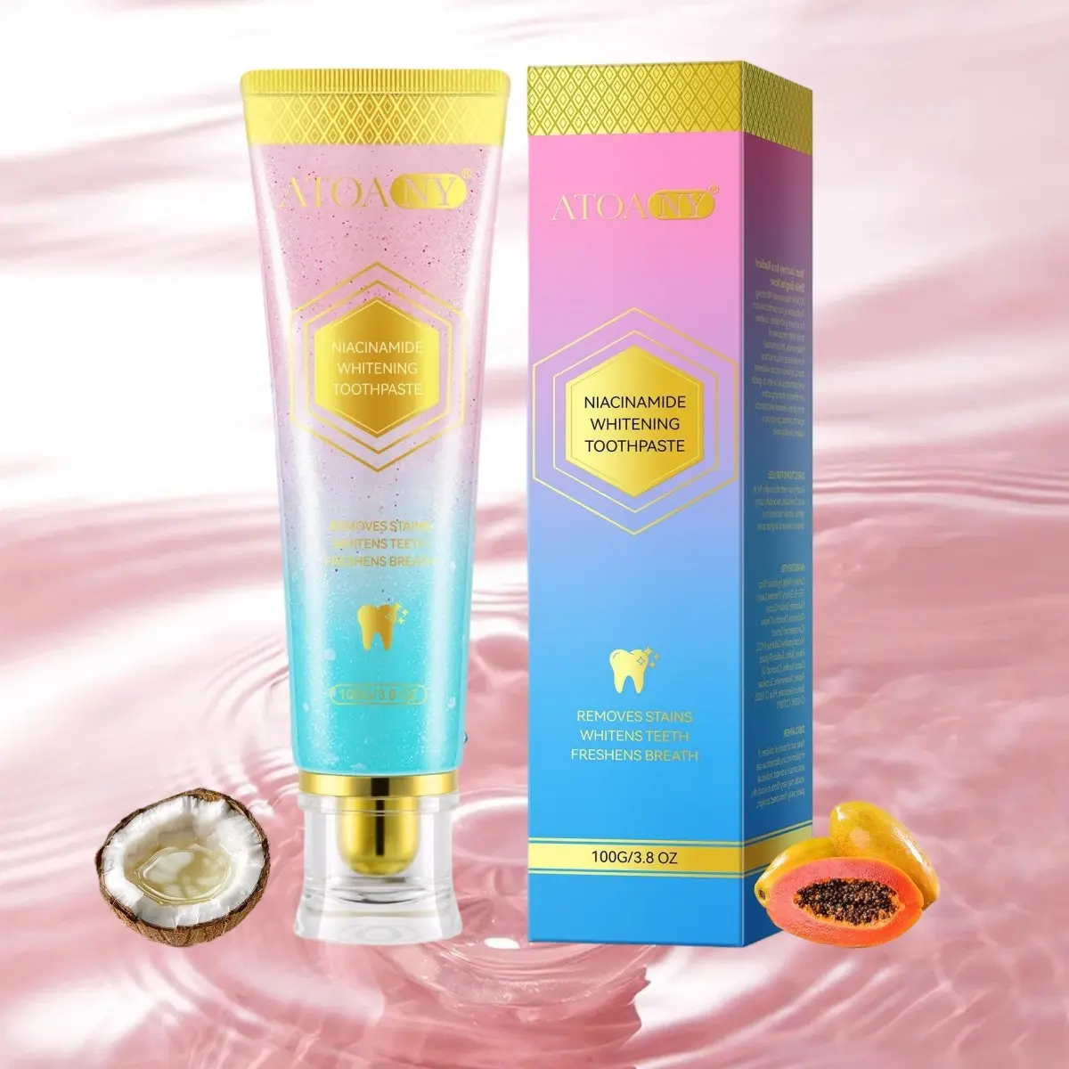 Atoany Peach + Niacinamide Toothpaste, 100g, Fresh Breath, Natural Oral Health, Balm Form, Non-Flammable, Single Unit Count