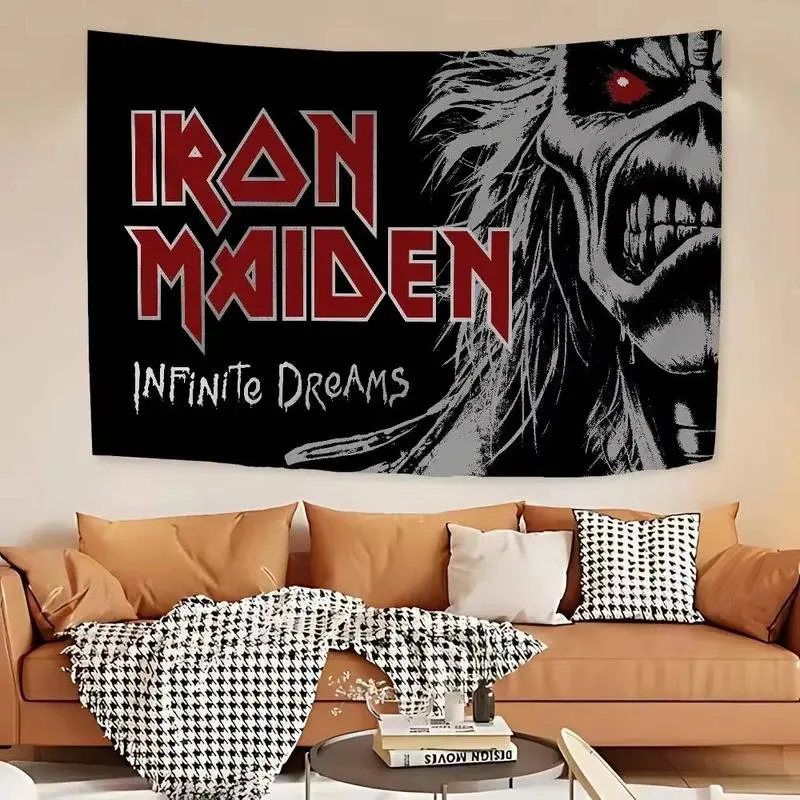 Iron Maiden Tapestry Eddie Heavy Metal Rock Band Music Art Wall Hanging Flag Bedroom Living Room Decor