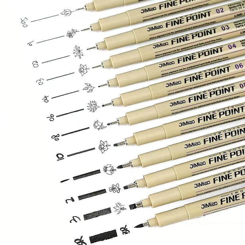 12pcs Hand-paint Needle Pen Set, Micro Fineliner Drawing Art Pen, Doodle Drawing Pen, Art Supplies For Sketching Drawing Painting, Fine Tip Markers