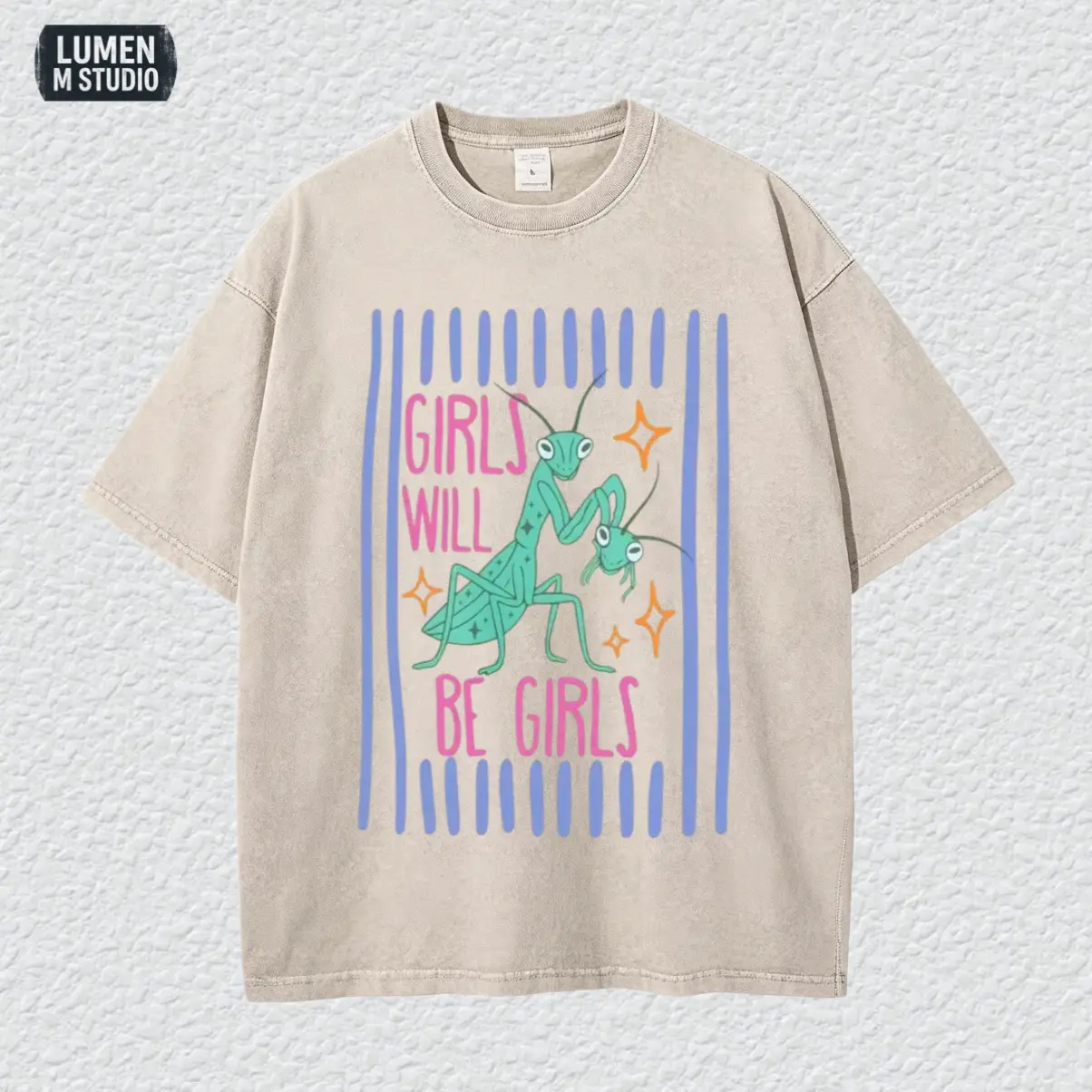 [ LM Studio ] Snow Wash Graphic Tee - Oversized Streetwear T-Shirt, Drop Shoulder Y2K Retro Top, Unisex---ID006