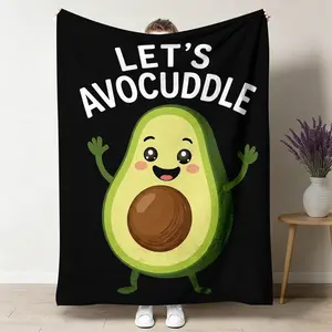 Let's Avocuddle Avocado Flannel Throw Blanket - Soft, Cozy, Warm, Breathable, Wrinkle-Resistant, Funny Pun Design - 30x40 to 60x80 Inches - Gift for Girlfriend for Birthdays - Dorm Couch Bedroom Decor