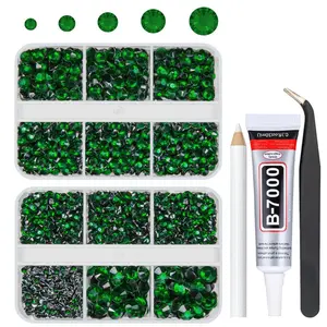 Emerald Green Resin Crystal Rhinestones for Bedazzling Crafting 2mm-6mm Dark Green Flatback Stones Diamonds Crystals Gems Bling Bedazzler Kit Charms for Nails Art Face Eyes Makeup Beauty Decor