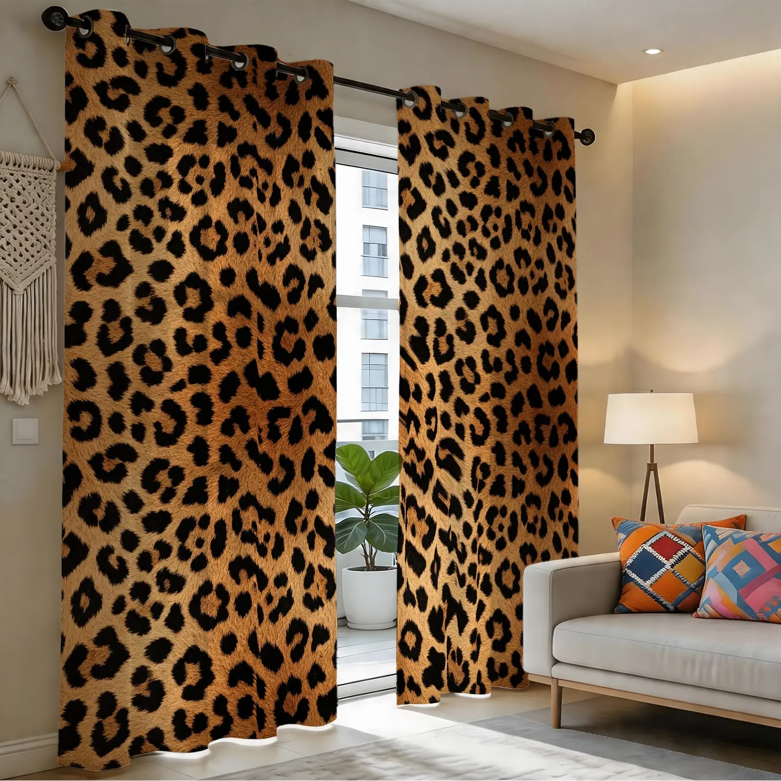 2PCS Classic American Retro Leopard Print Blackout Curtains, 85% Light Blocking, Dark Curtains Blackout, Stylish Bedroom Home Decor, Ideal Gift, Multi Colors Available