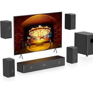 Wooden 5.1.2 Sound Bars, 4 Surround Speakers Wired,  Surround Sound System, Soundbar for  TV Speaker w/5.25'' Wired Subwoofer,  Theater, ARC/Opt/BT/AUX, HiPulse N512