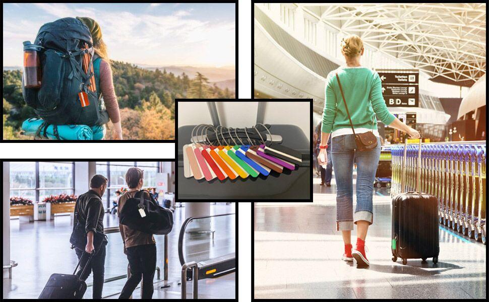 Aluminum Luggage Tags, Luggage Tag Holders for Travel Luggage Baggage Identifier by Ovener (2Pack Silver)