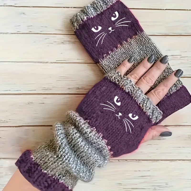 Women’s Knitted Fingerless Gloves with Cute Cat Embroidery – Cozy and Stylish Hand Warmers for Casual Winter Wear and Holiday Season Outfits beanies men skull cap unisex knit fall hat wool western newsboy design style summer sportive denim baseball warm