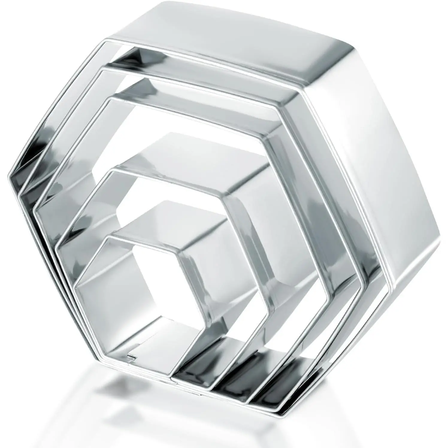 5 count Hexagon Cookie , Stainless Steel Biscuit  Hexagon Cookie Cutters Set  Sizes for Biscuits Cake Sandwiches Shapes and Wedding Birthday Party