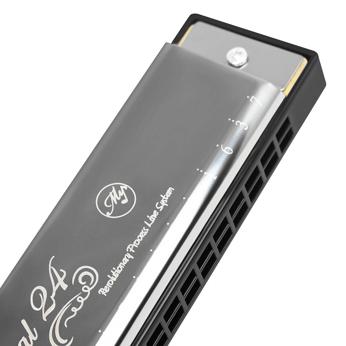 24-hole C Harmonica, 1 Count Professional Mouth Organ with Case, Musical Instrument for Beginners & Professional Players