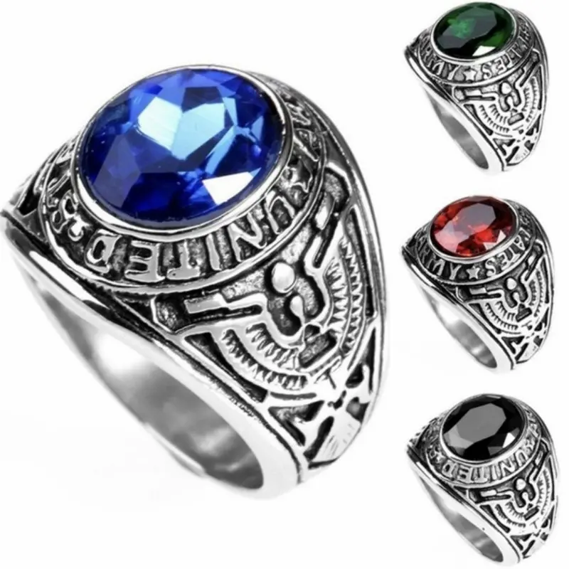 Retro 3D Eagle Engraved Patriotic Veteran Men Statement Ring, Ideal For Veteran Gathering Military Event Portrait Photoshoot & Meaningful Sentimental Gifts for Father Veteran Men