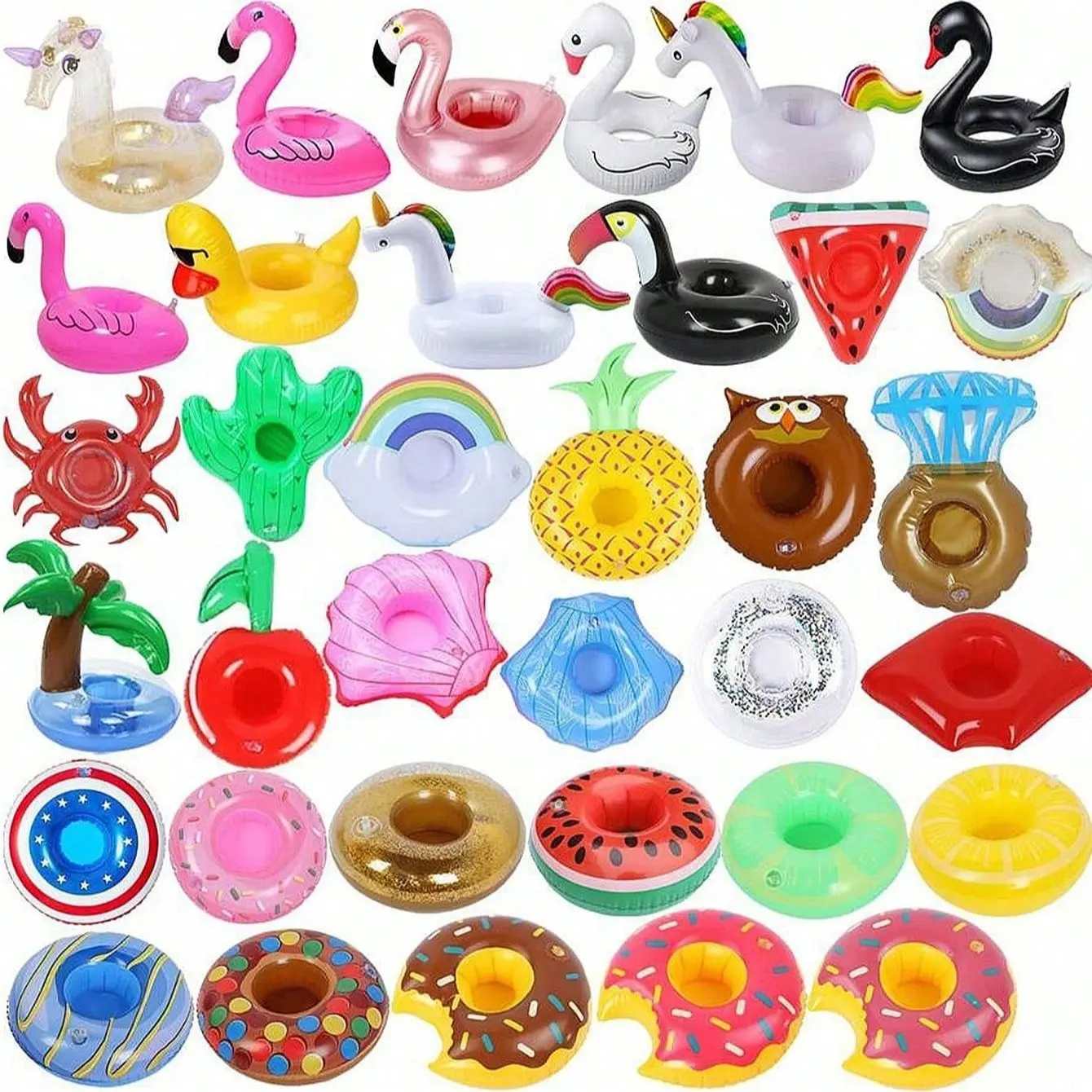 Holiday essential inflatable drinking cup holder, pool cup stand, floating tray, multi-shaped swimming cup rack, suitable for swimming pools, beach resorts, party gifts, weddings, bachelor parties, pool decorations, essential inflatable objects for summer