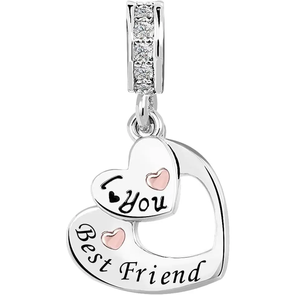 "I Love You" Heart Dangle Charms - Compatible with Pandora Bracelets & Necklaces, Love Gifts for Mom & Sister, Ideal for Valentine & Engagement Occasions, Perfect for Friends, Nana & Best Friend Gifting, Grandma