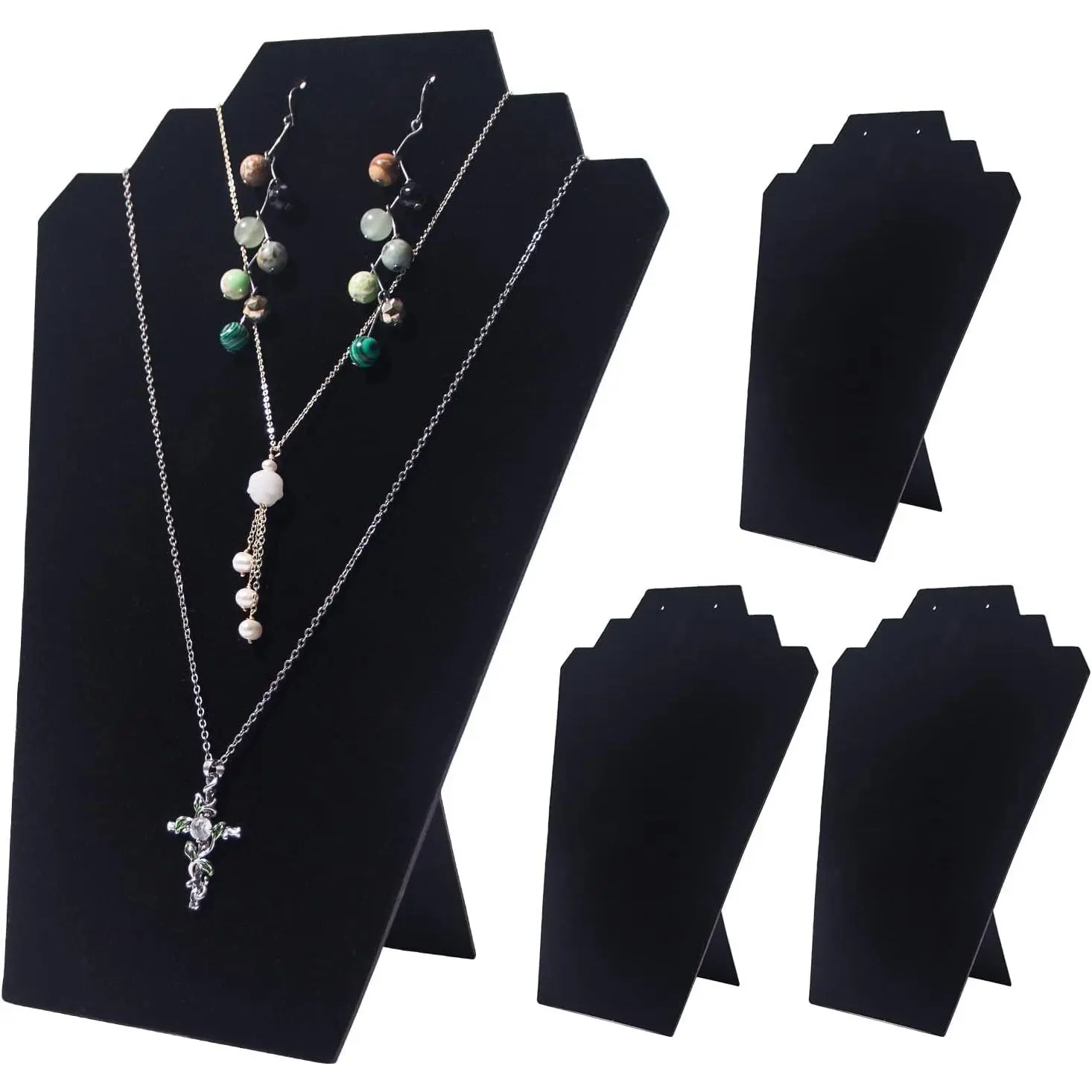 4 count/Set Black Necklace Earring  Set Display Stand, Foldable Black  Necklace Bust Easel Chain Necklace Holder Organizer Rack for  or Store Show