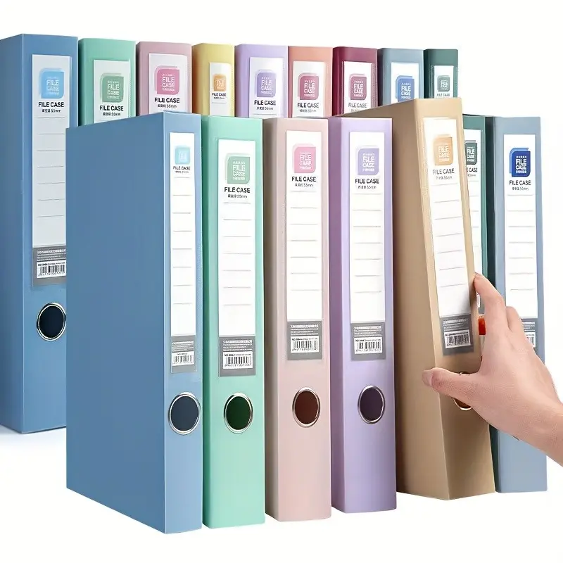 5pcs Morandi Archive Boxes PP Thickened Office Supplies Foldable A4 Retro-Colored Document Boxes Plastic File Storage Boxes Home Office Storage