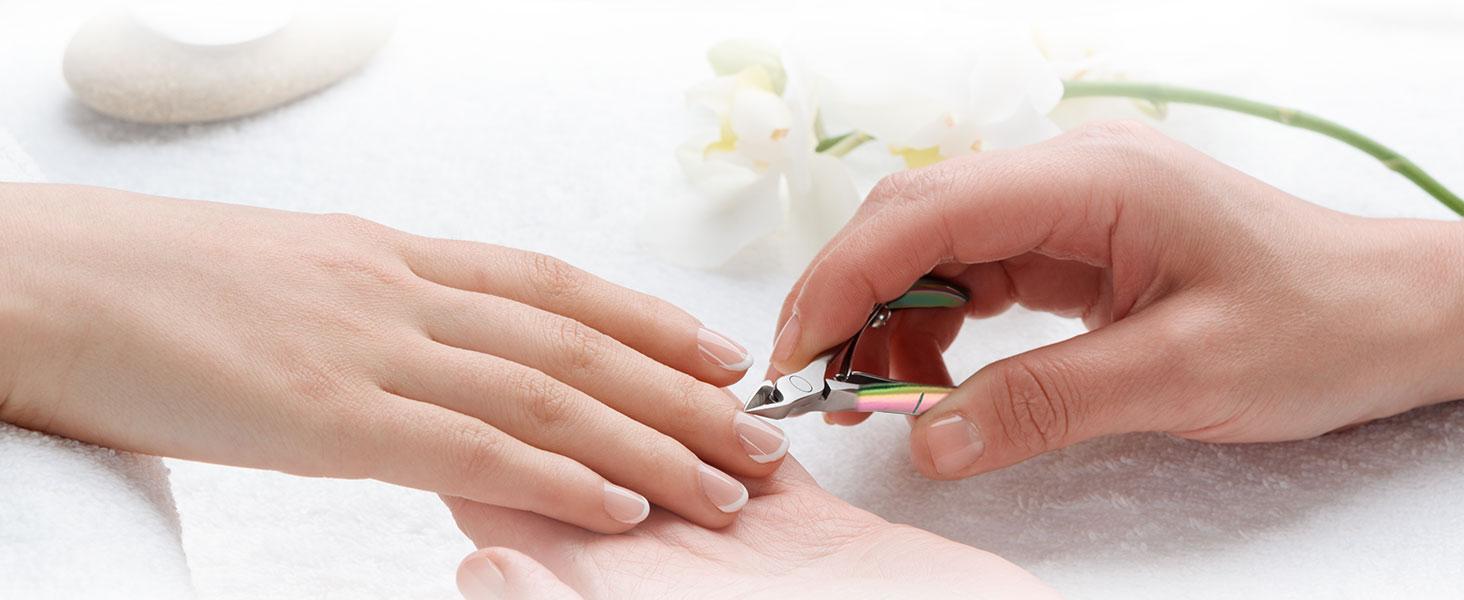 Cuticle Trimmer with Pusher, Nail Trimmer Set, Professional Manicure & Pedicure Kit, Cuticle Remover Tool Kit, Rainbow