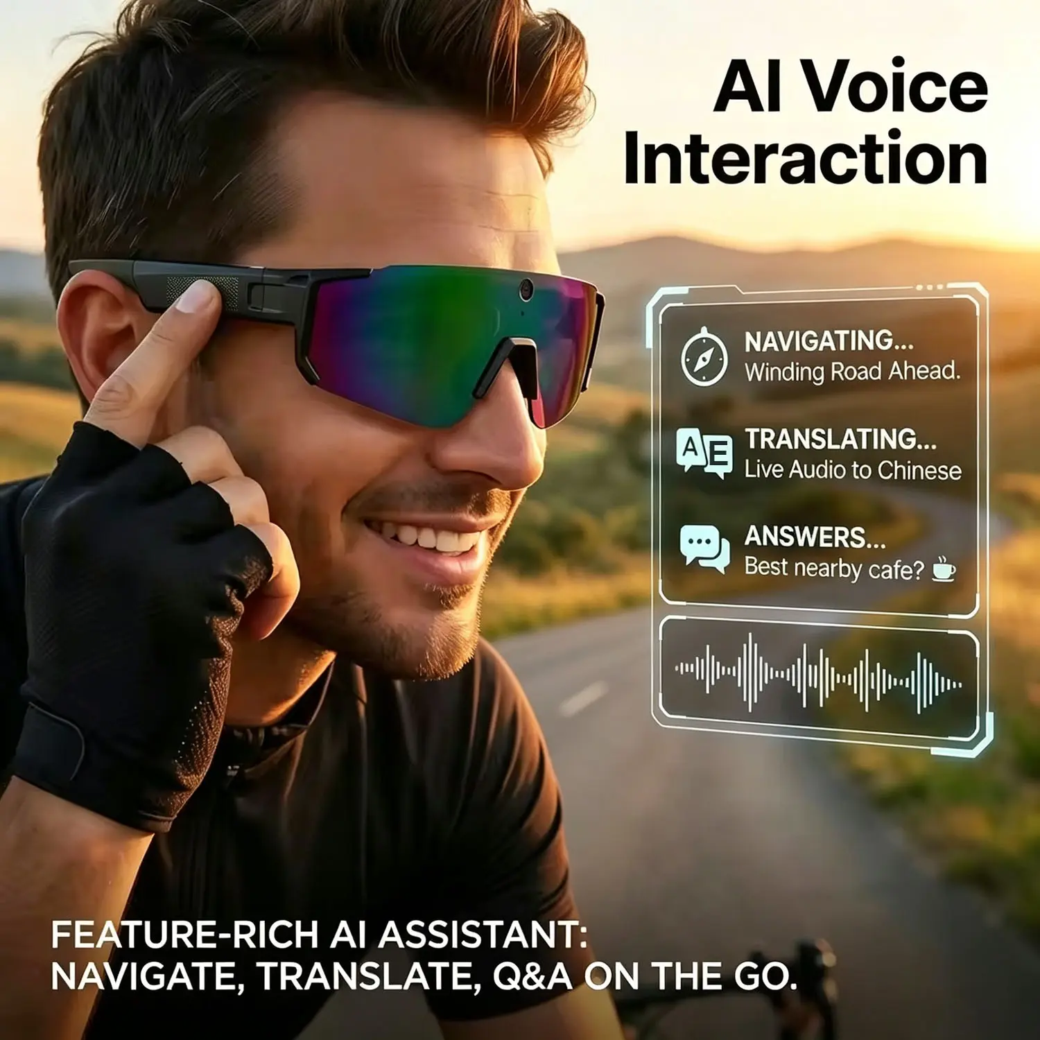 Pov Glasses 4K Baseball Sunglasses, Smart Camera for Men Women, Audio Video Action, Sports Cycling Hiking, USB PD Charging, Plastic Frame, Multifunctional Smart Glasses