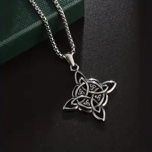 1pc Classic Wiccan Witch Knot Irish Celtic Knot Trinity Knot Pendant Necklace for Men Women Fashion Lucky Amulet Jewelry Gift