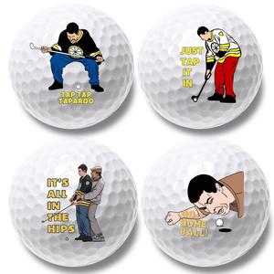 funny golf ball, 4 counts/set cartoon pattern golf ball, golf training ball gift set, novelty golfer present for men dad, valentine's day gift, golf accessories, golf clubs, golf pack