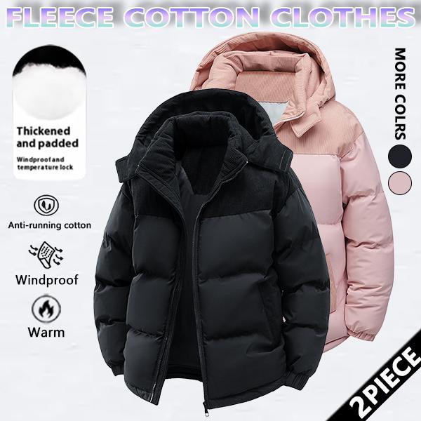 Winter hooded casual fleece-lined men's coat,removable hood,warm color-blocked cotton jacketcouples' style winter cotton coat, outerwear top. SpringStatements