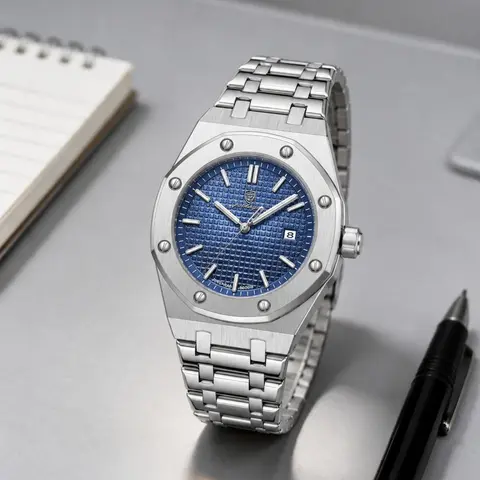 Men's Luminous Watch, 30m Waterproof Japanese Quartz Movement, Silver Color Stainless Steel Band, Business Style Gift for Men & Boys, Luminous Fashionable Watch, Quartz Analog Wristwatch