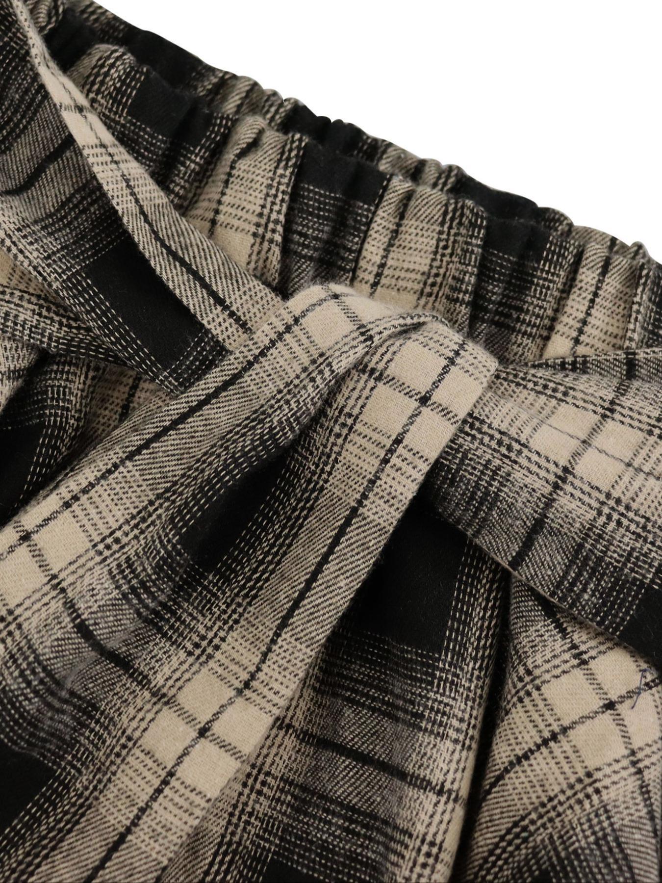 Women's Plaid Print Tie Front A Line Skirt, Casual Asymmetrical Hem Skirt for Summer, Women's Bottoms for Daily Wear, Casual Fitted Skirt