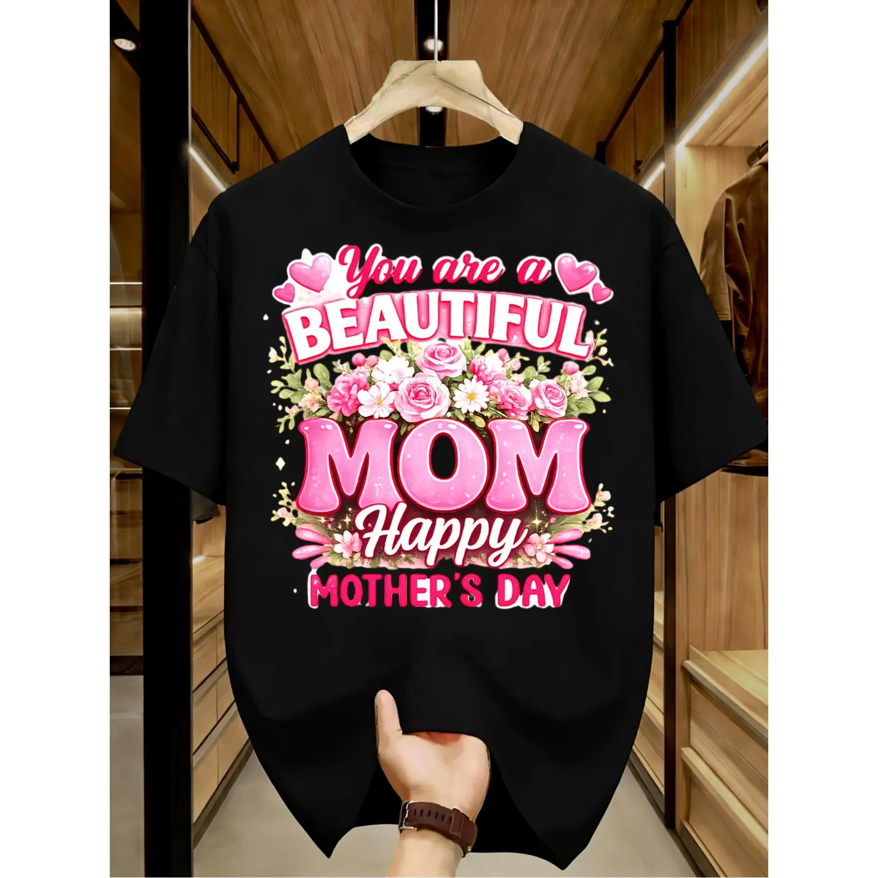 This Mother'S Day T-Shirt Features a Floral Design And The Message 'You Are a Beautiful Mom, Happy Mother'S Day'. This Casual Crew Neck Short-Sleeved T-Shirt Is an Ideal Way to Honor Mothers.