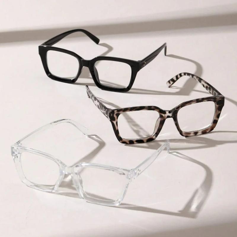 4Pcs Classic Square Frame Non Prescription Glasses Daily Wear Office Study Clear Lens Lightweight Comfortable Unisex Eyewear Durable Frame All Day Use