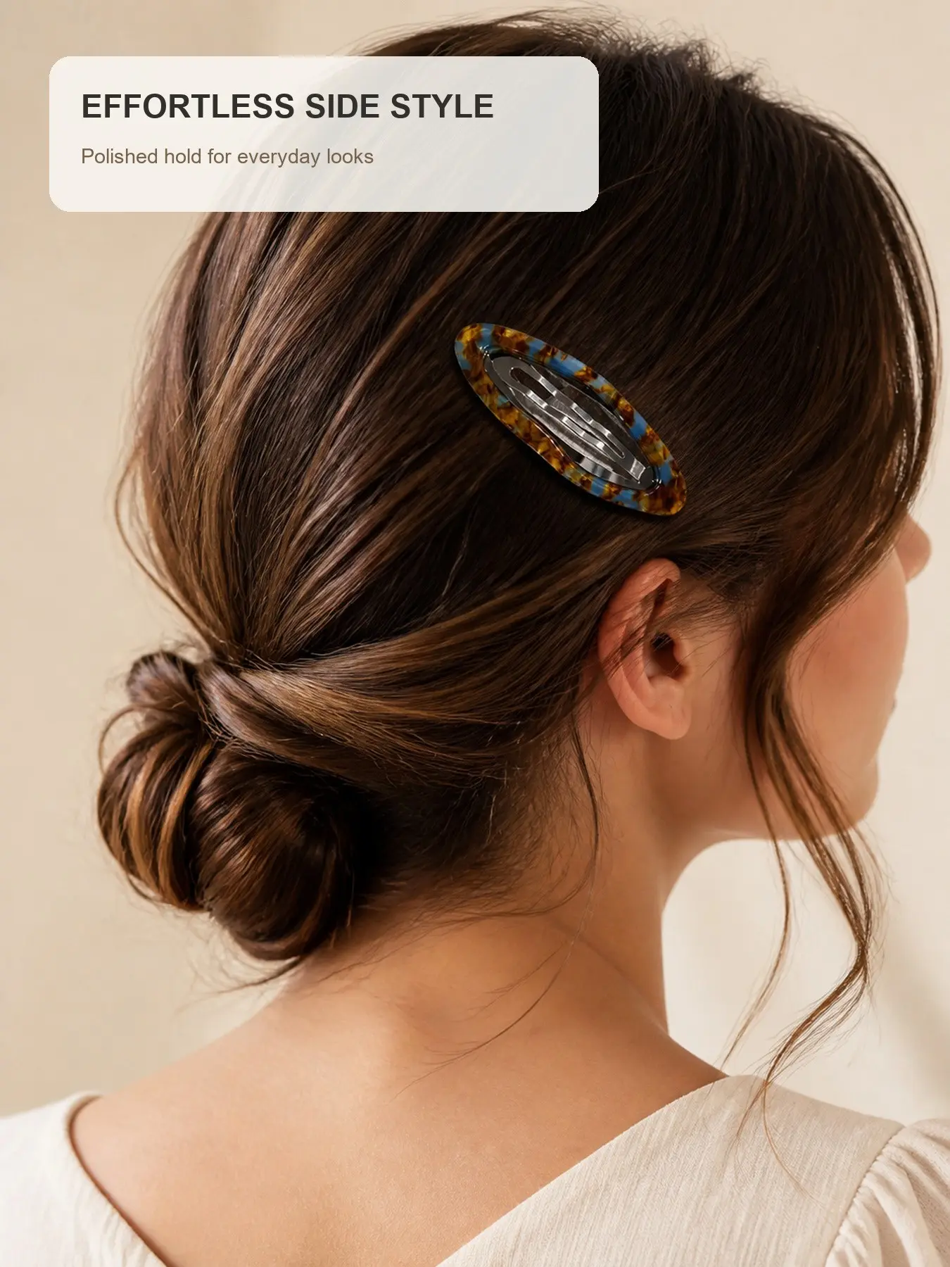3-Pack Women's Geometric Acetate Hair Clips, French Vintage Oval Snap Barrettes, Colorful Side Hair Accessories