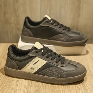 Bdhjydb Men's GGOR Vintage German Training Sneakers, Casual Athletic Shoes with Geometric Fabric, Lace-Up and Platform Sole