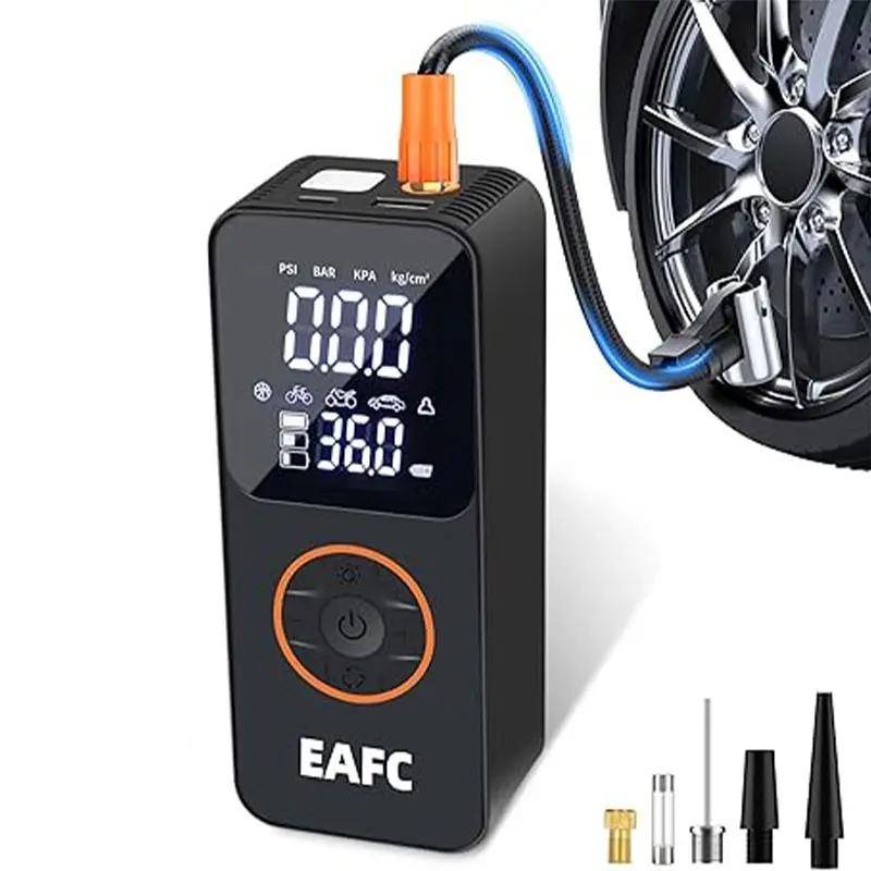 Wireless Tire Inflator Dual Mode with LED Light, Portable Air Compressor Pump for Car Bike Motorcycle Sports Balls, USB Charging, 4 Preset Modes