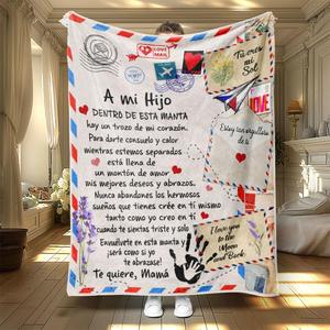 soft flannel blanket for daughter, digital print spanish letter design, warm office living room bed sofa air conditioning throw, soft lightweight blanket