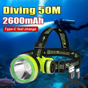 New diving headlamp, built-in high-capacity battery, Type-C charging, underwater light, super bright flashlight